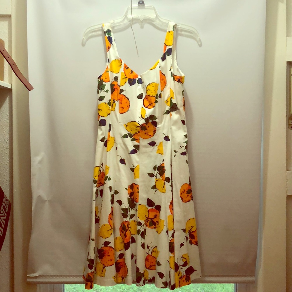 Nine West fit and flare lemon orange dress
